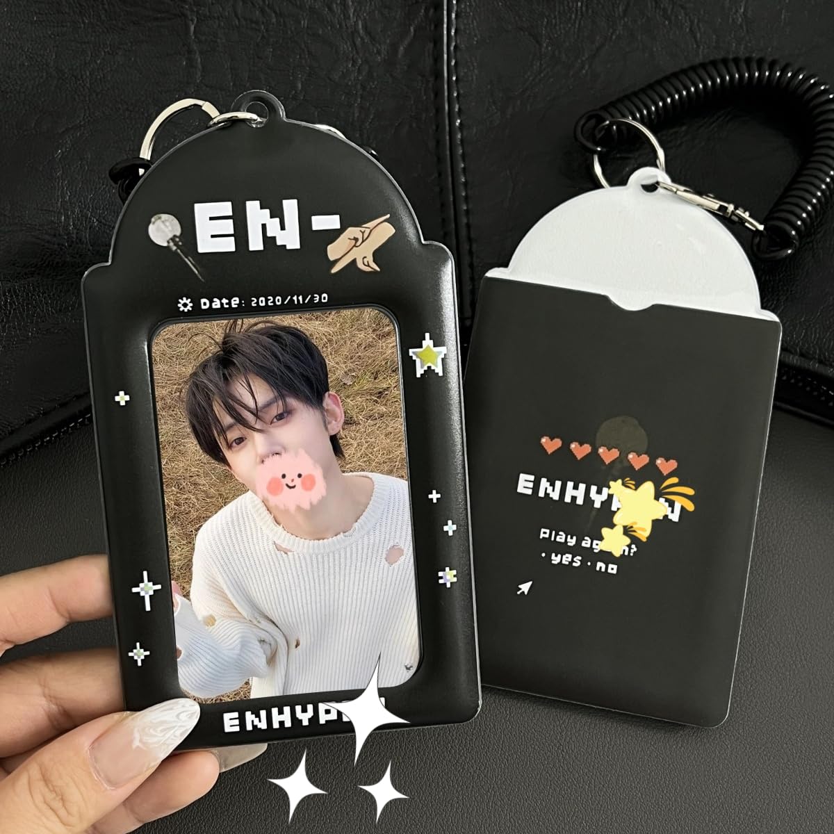 Kpop EN Photocard Holder Black Minimalist Card Sleeve Simple Card